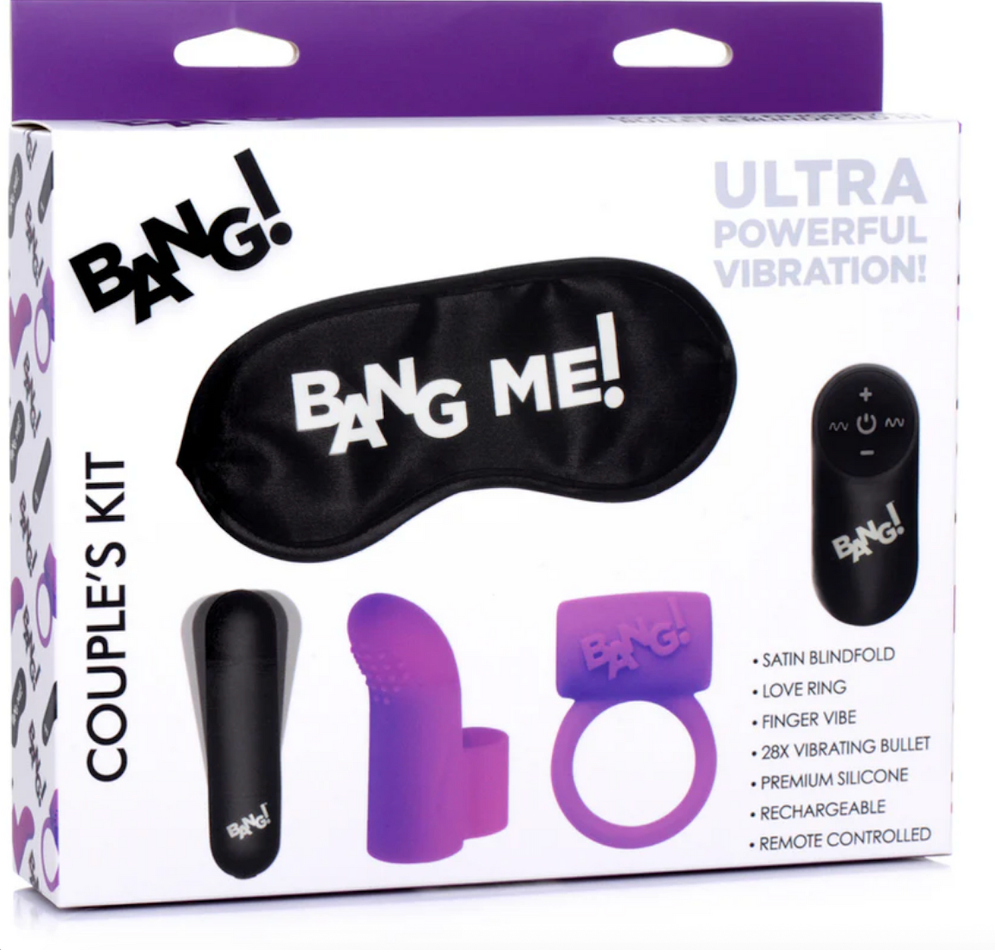 ¡BANG! Finger and Vibrating Cock Ring Set With Blindfold