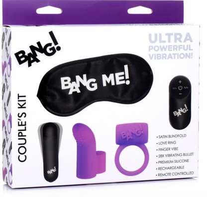 ¡BANG! Finger and Vibrating Cock Ring Set With Blindfold