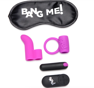 ¡BANG! Finger and Vibrating Cock Ring Set With Blindfold